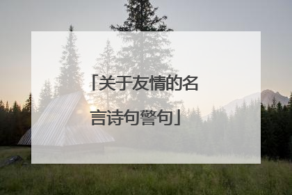 关于友情的名言诗句警句