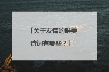 关于友情的唯美诗词有哪些?