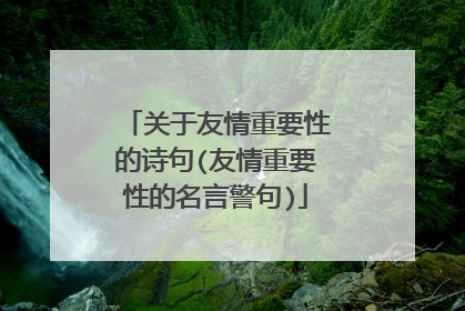 关于友情重要性的诗句(友情重要性的名言警句)