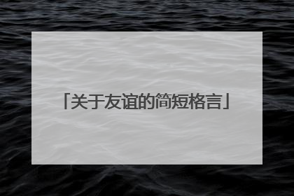 关于友谊的简短格言