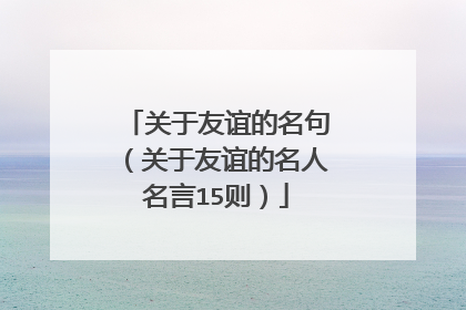 关于友谊的名句(关于友谊的名人名言15则)