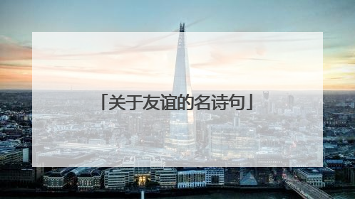 关于友谊的名诗句