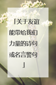 关于友谊能带给我们力量的诗句或名言警句