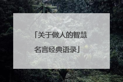 关于做人的智慧名言经典语录