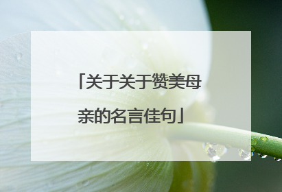 关于关于赞美母亲的名言佳句