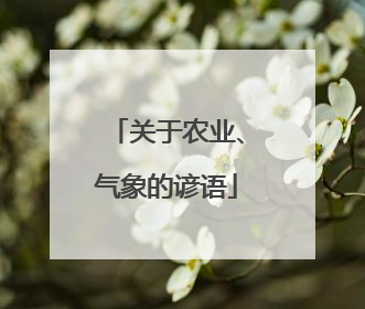 关于农业、气象的谚语