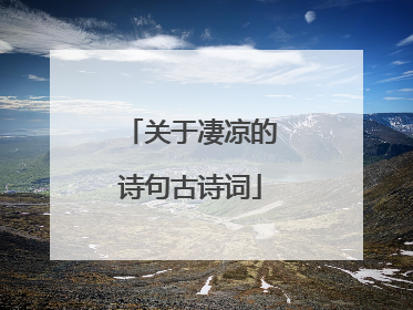 关于凄凉的诗句古诗词