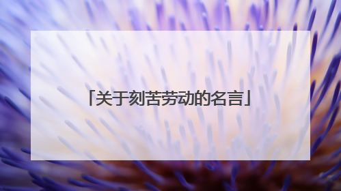 关于刻苦劳动的名言