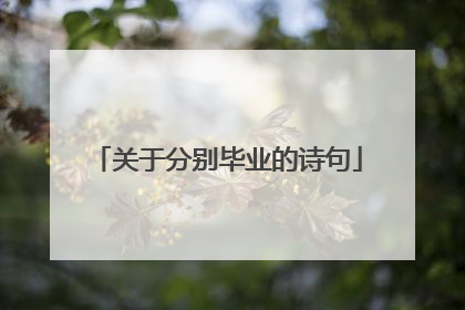 关于分别毕业的诗句