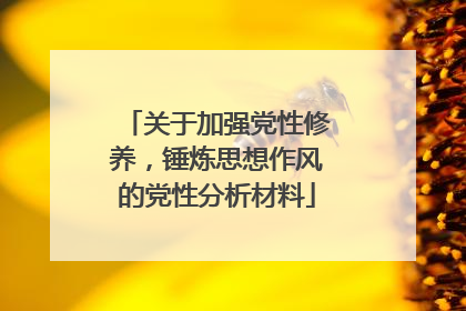 关于加强党性修养,锤炼思想作风的党性分析材料