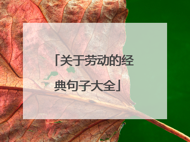 关于劳动的经典句子大全