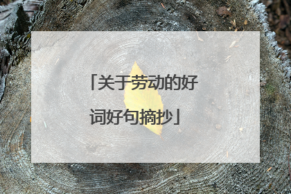 关于劳动的好词好句摘抄