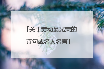 关于劳动最光荣的诗句或名人名言