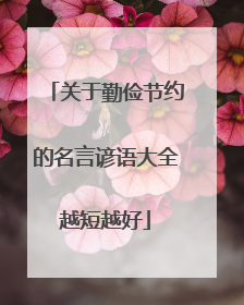 关于勤俭节约的名言谚语大全越短越好
