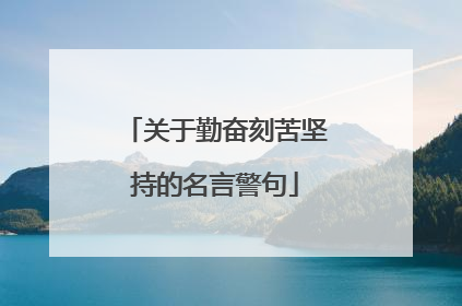 关于勤奋刻苦坚持的名言警句