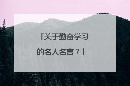 关于勤奋学习的名人名言?