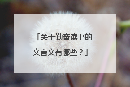 关于勤奋读书的文言文有哪些?