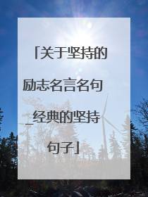 关于坚持的励志名言名句_经典的坚持句子