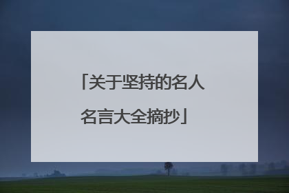 关于坚持的名人名言大全摘抄