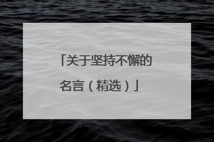 关于坚持不懈的名言（精选）