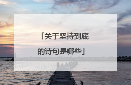 关于坚持到底的诗句是哪些