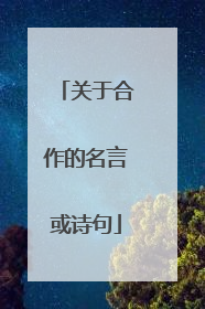 关于合作的名言或诗句