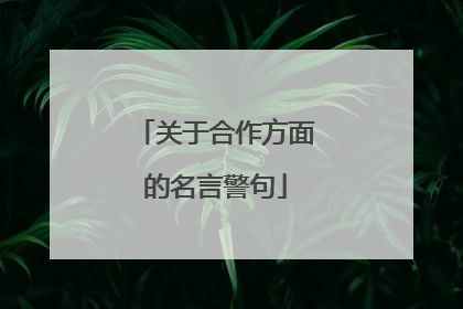关于合作方面的名言警句