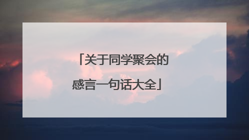 关于同学聚会的感言一句话大全