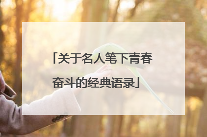 关于名人笔下青春奋斗的经典语录