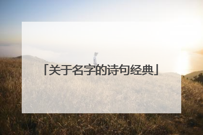 关于名字的诗句经典