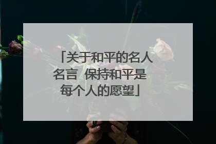 关于和平的名人名言 保持和平是每个人的愿望