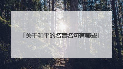 关于和平的名言名句有哪些
