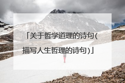 关于哲学道理的诗句(描写人生哲理的诗句)