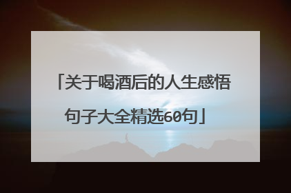 关于喝酒后的人生感悟句子大全精选60句