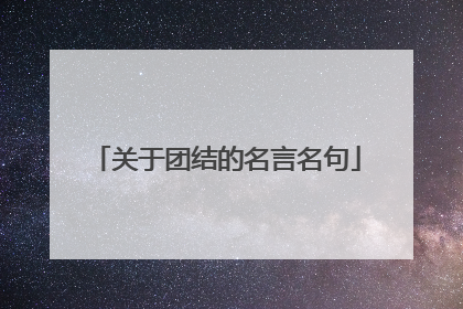 关于团结的名言名句