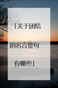 关于团结的名言警句有哪些
