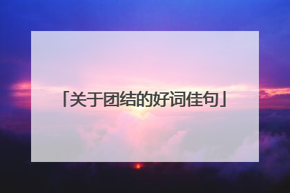 关于团结的好词佳句