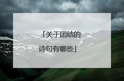 关于团结的诗句有哪些