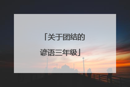 关于团结的谚语三年级