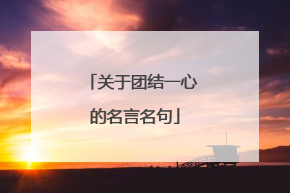 关于团结一心的名言名句