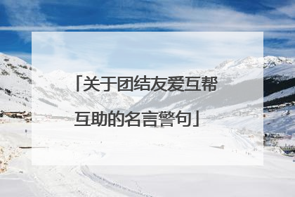 关于团结友爱互帮互助的名言警句