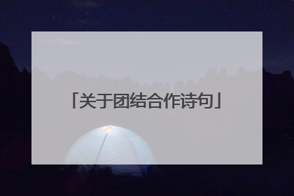 关于团结合作诗句