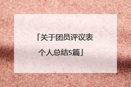 关于团员评议表个人总结5篇