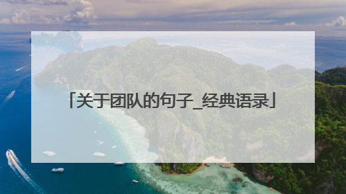 关于团队的句子_经典语录