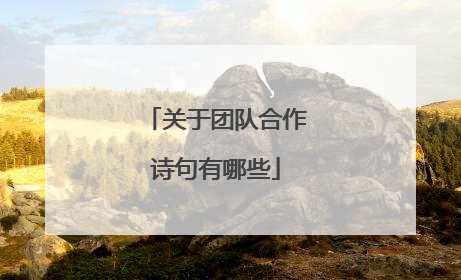 关于团队合作诗句有哪些