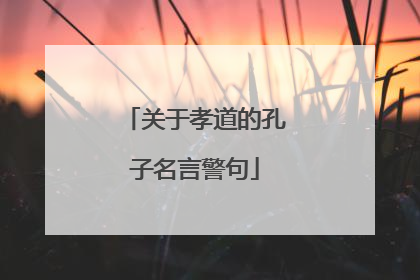 关于孝道的孔子名言警句