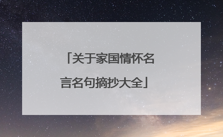 关于家国情怀名言名句摘抄大全