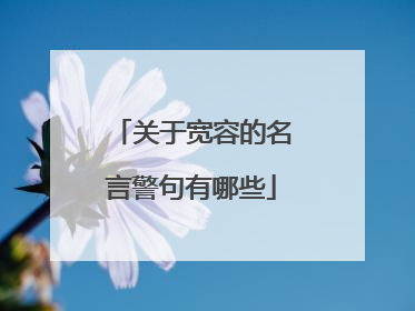 关于宽容的名言警句有哪些