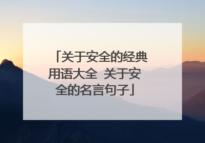 关于安全的经典用语大全 关于安全的名言句子