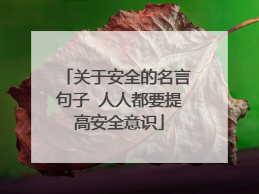 关于安全的名言句子 人人都要提高安全意识